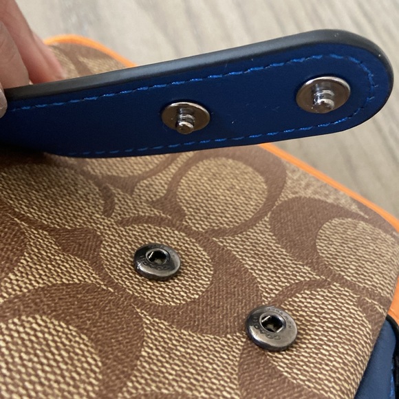 Coach Square Hybrid Pouch In Colorblock Signature Canvas With Coach Patch - Picture 5 of 5